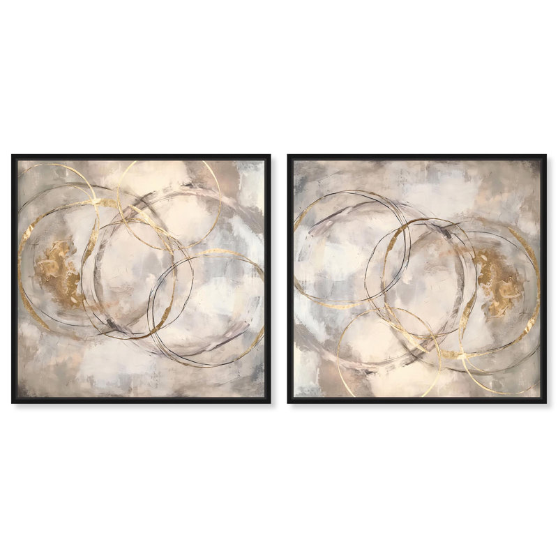 «Dune Impressions III», ensemble de toiles modernes et contemporaines par Art Remedy, H 13 po x l 13 po, Cadre flottant noir
