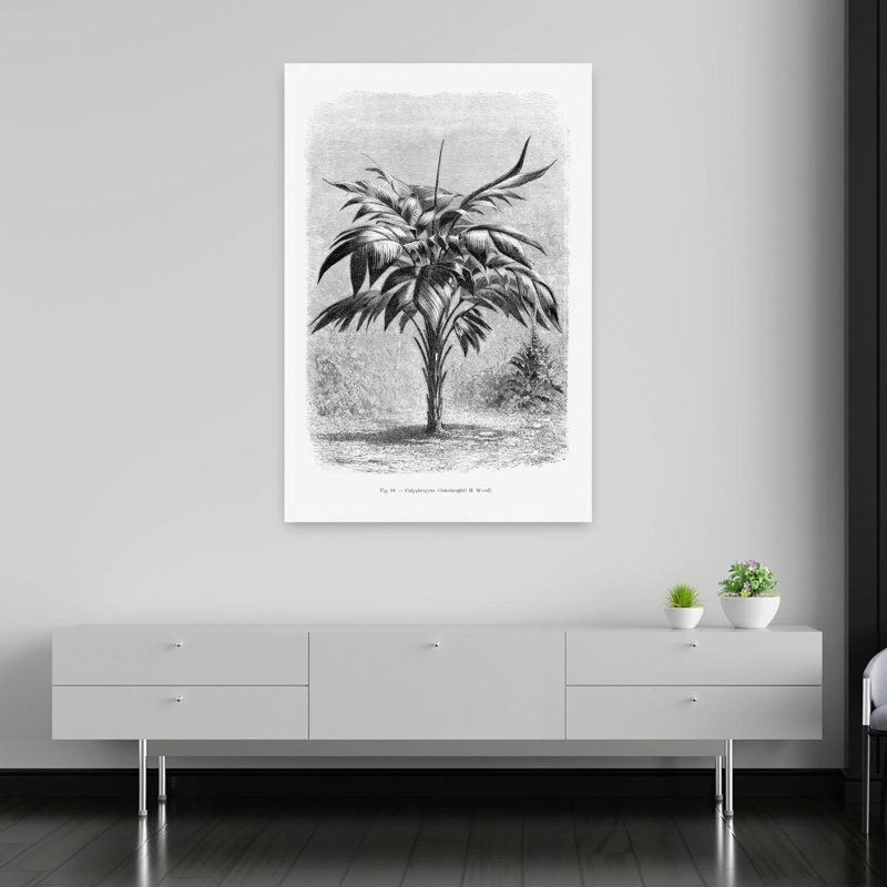Dessin de palmier rétro rétro rétro, H 60 po x l 40 po