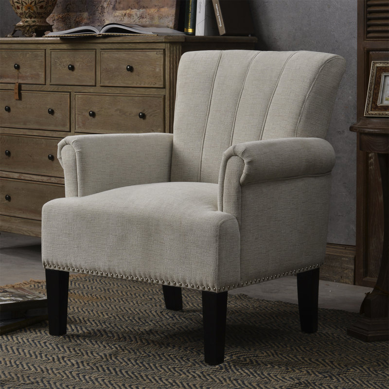Upholstered Chair And A Half, Cream Polyester
