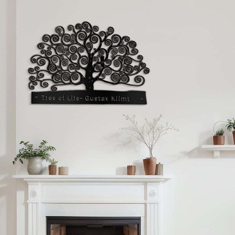 Plants & Flowers Wall Decor on Metal, Black, 24" H x 36" W x 0.05" D