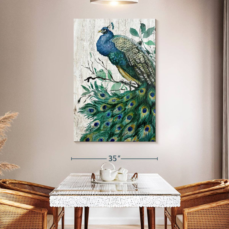Brampt Wooden Peacock, 51" H x 34" W