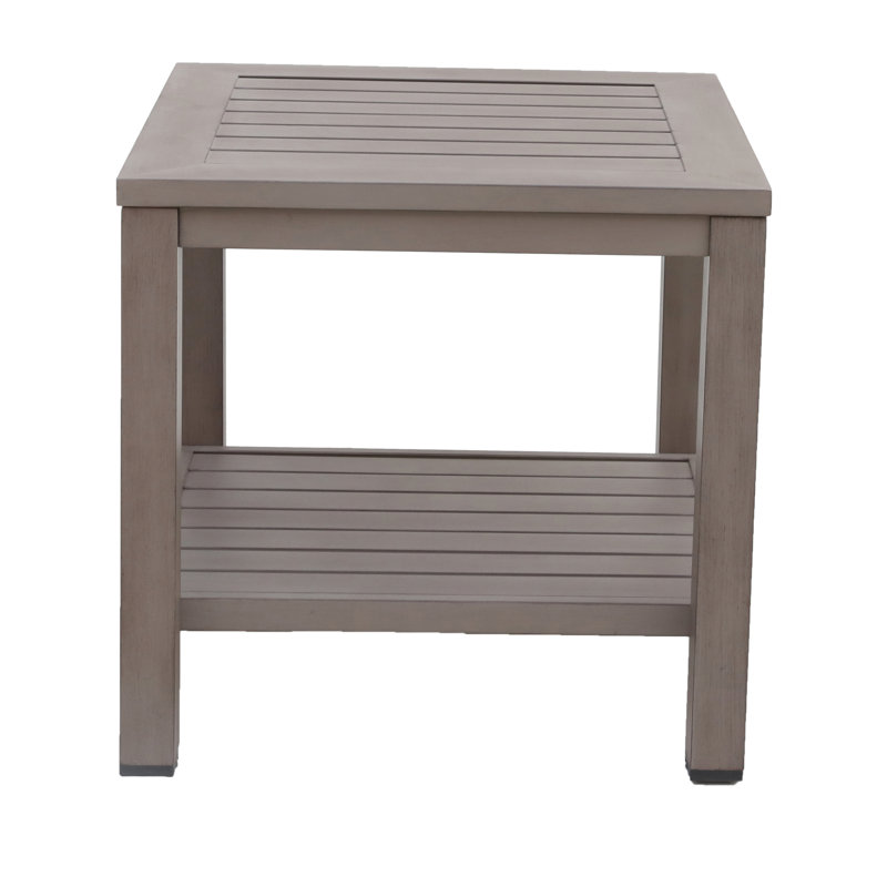 Rust - Table d'appoint en aluminium multicolore avec tablette, de forme carrée, l 23 po de largeur, profonde, 21,5 po de hauteur, 19 lb, idéale pour les déjeuners de patio et les réceptions, couleur, l 23,16 po de profondeur, largeur, 22,02 po de hauteur,