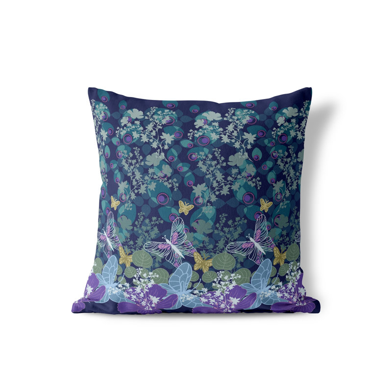 Housse et insert de coussin décoratif en polyester, 16 po x 16 po, Bleu foncé