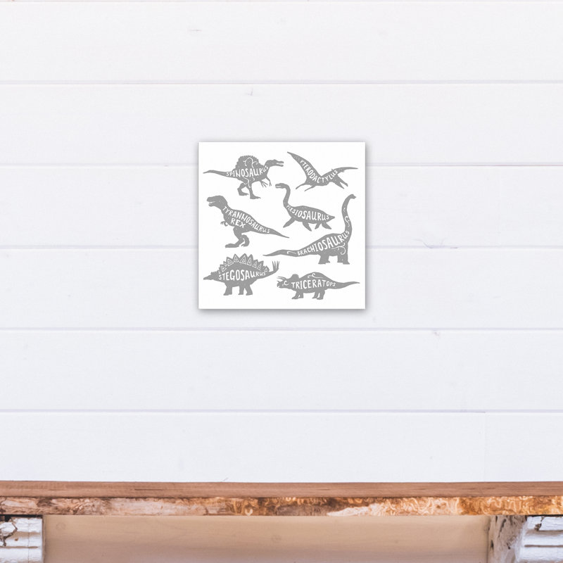 Art sur toile dino names Amapola, H 12 po x l 12 po x P 1,25 po, Blanc / Gris