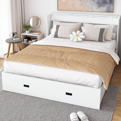 Lit escamotable avec tiroirs de rangement et station de charge, lit escamotable mural pleine grandeur avec roues pivotantes, matelas inclus, conception silencieuse pour les chambres d'amis et les salons