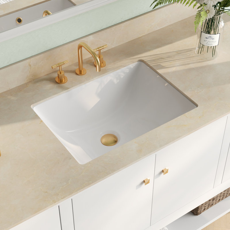 Lavabo de salle de bain rectangulaire encastré en porcelaine vitreuse avec trop-plein DeerValley Ursa 18 "X 13", Blanc