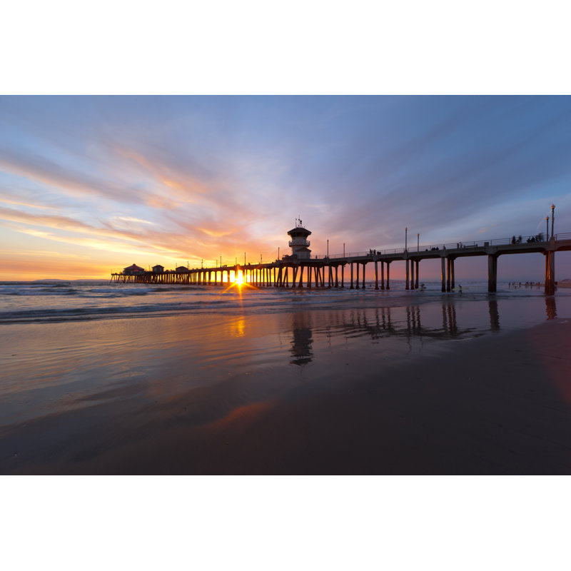 Huntington Beach Sunset - Wrapped Canvas Print, 30cm H x 46cm W x 3.8cm D