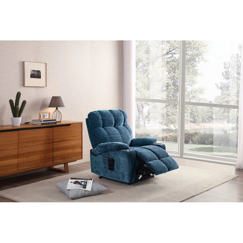 Fauteuil inclinable Leatham, Velours bleu
