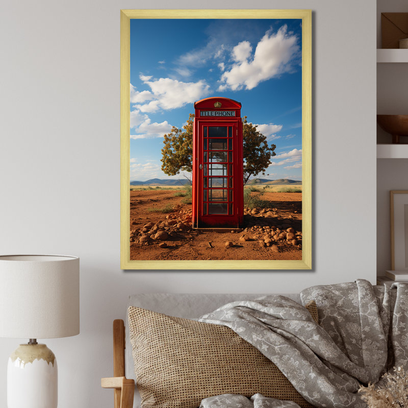 Latrayvion, cabine téléphonique rouge - Connections isolées - reproduction sur toile, H 32 po x l 16 po x P 1 po