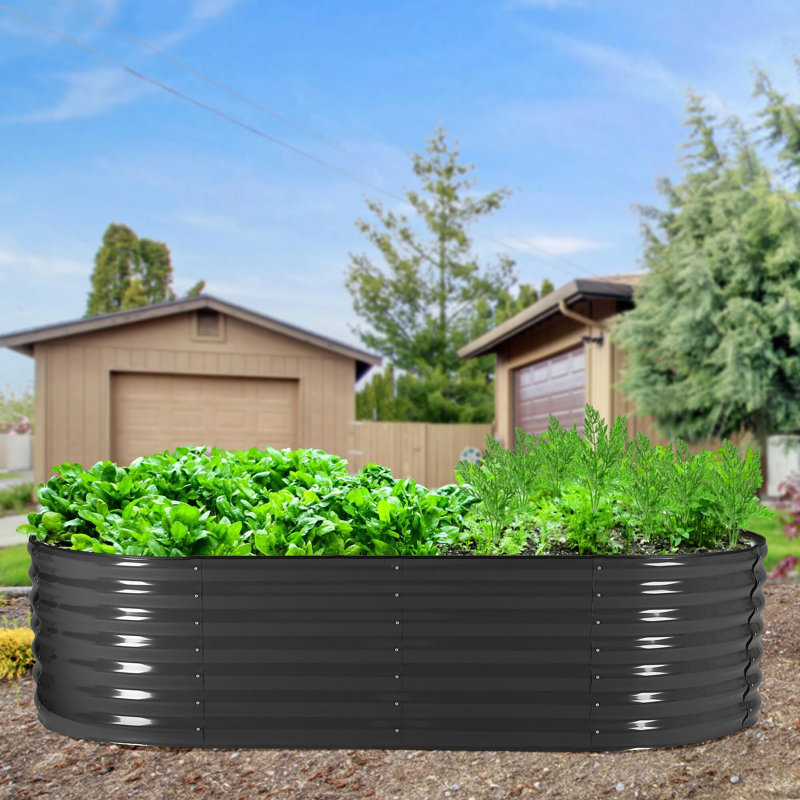 Garden Beds Outdoor - Planters For Outdoor Plants, Gray, 24" H x 96" W x 48" D, 1