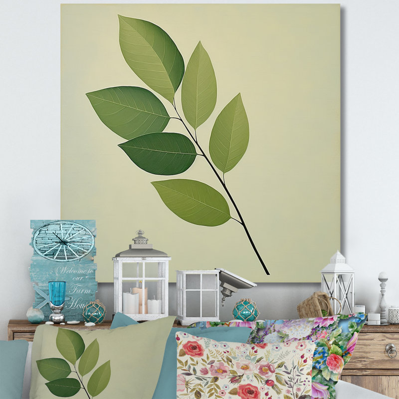 Simplicité dans les feuilles de sauge I, Toile tendue, H 30 po x l 30 po x P 1 po
