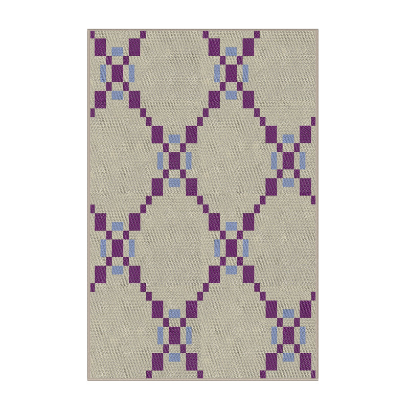 Tapis brun clair/violet tissé à la machine, Rectangle 4 pi x 6 pi