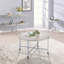 Table basse ronde en chêne et en chrome