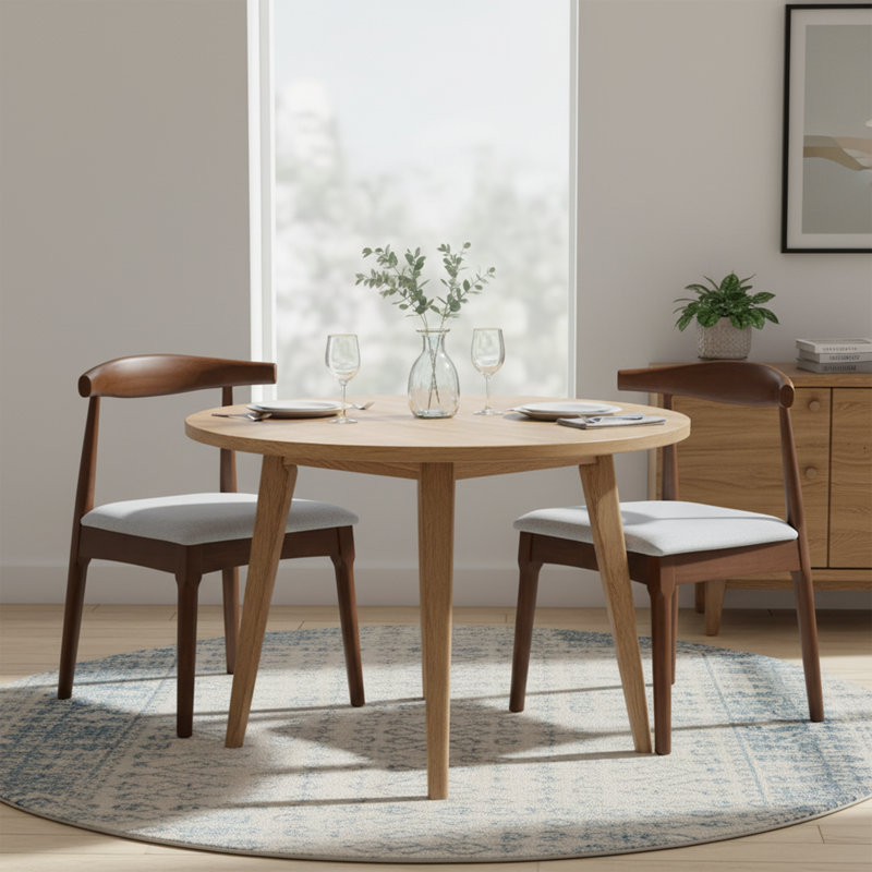  Chaise d'appoint en bois massif, Gris clair / noyer