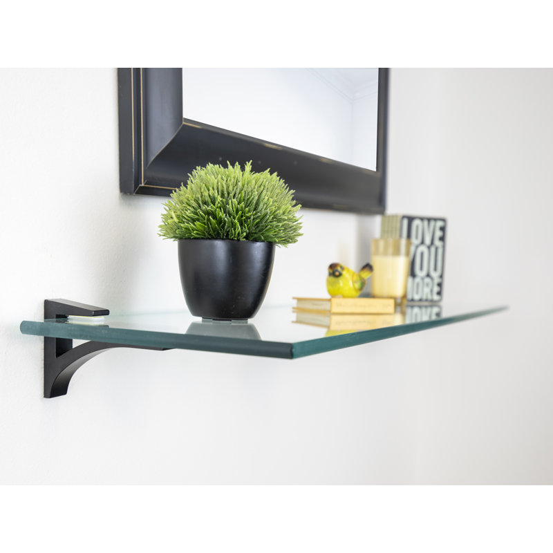 Tablette murale en verre Electra, Noir, H 2,86 po x l 48 po x P 8,5 po