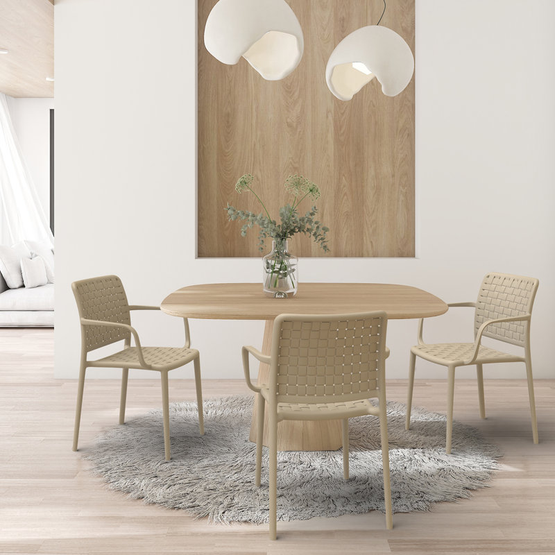 Plastic Outdoor Stacking Dining Armchair, Taupe