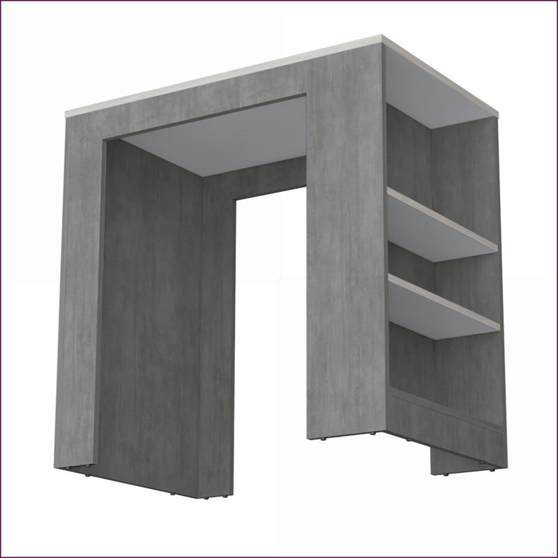 Îlot de cuisine gris béton Comptoir à hauteur de comptoir en marbre Ibiza - 3 tablettes | Petit (moins de 40 po) | Rectangulaire