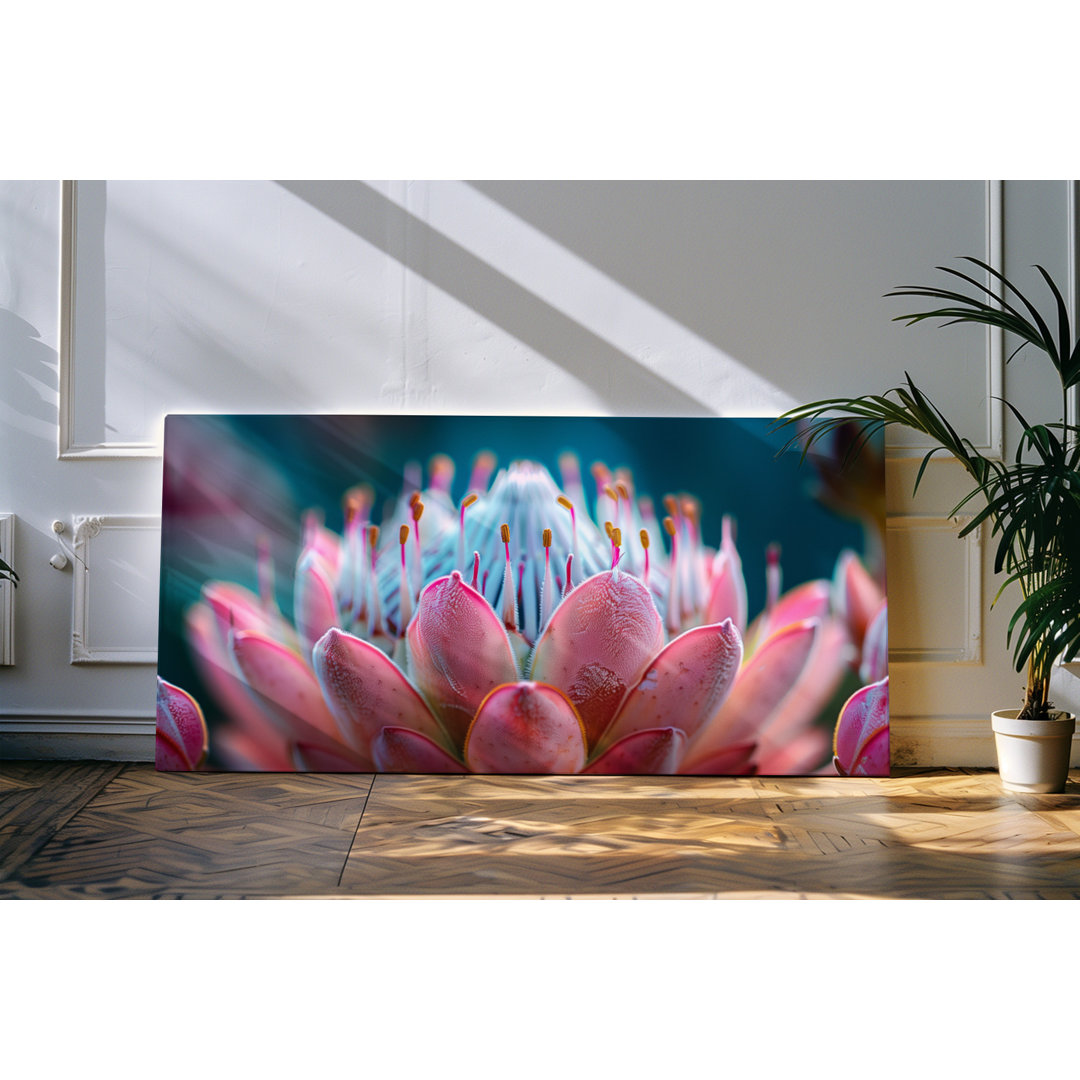 Wandbild 120x60cm Blume Blüte Nahaufnahme Kunstvoll Rosa