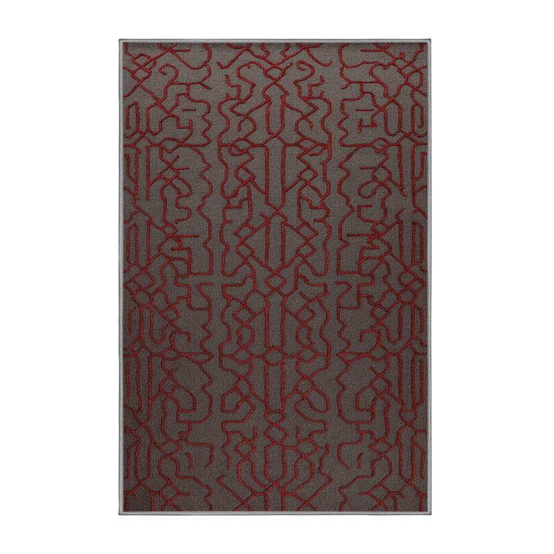 Machine Washable Trellis Gray Area Rug, Rectangle 2' x 3'