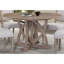 Table de salle à manger ronde extensible avec 4 chaises à échelle, un porte-verre et une vitrine 7 pièces (1 table + 4 chaises + 2 armoires)