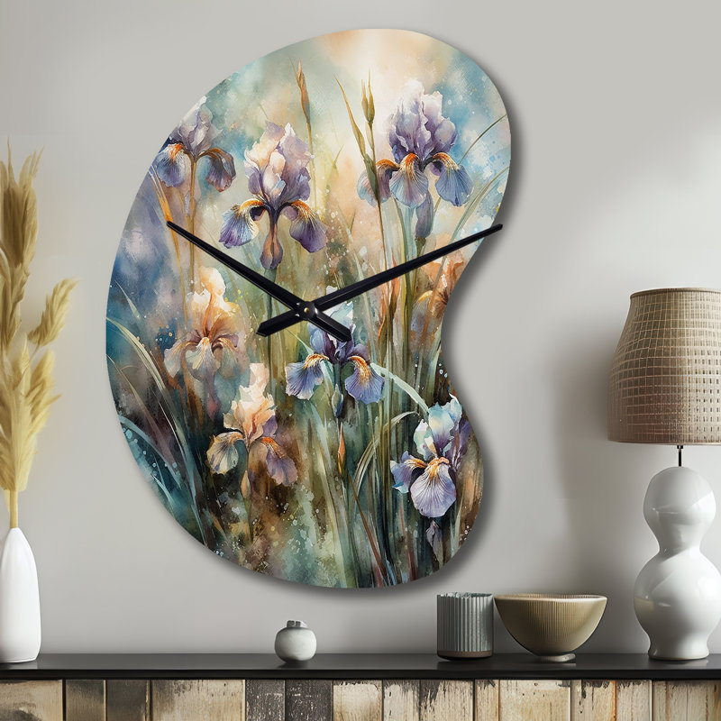 Horloge murale mauve et sauvage Wild Iri S I - Irises, Petit