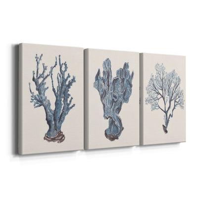 Indigo Reef I - Toile tendue avec châssis sur mesure - 3 pièces