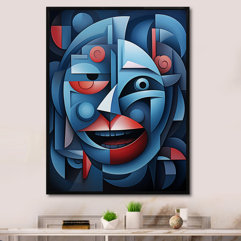Masque bleu minuit africain II, Black Picture Framed, 32" H x 16" W