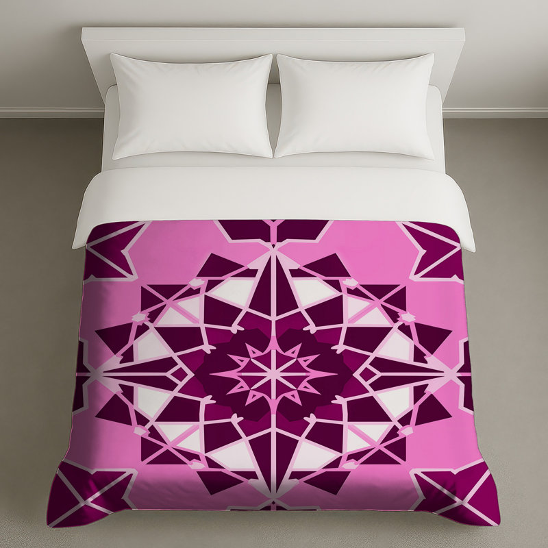 Housses de couette roses à motif kaléidoscope, Grand lit