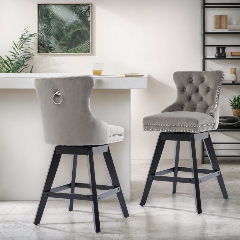 Tabouret de comptoir pivotant rembourré (ensemble de 2), Gris