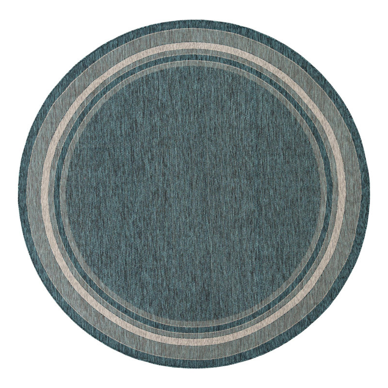 Sevil Teal/Beige/Gray Indoor / Outdoor Rug, Round 10'