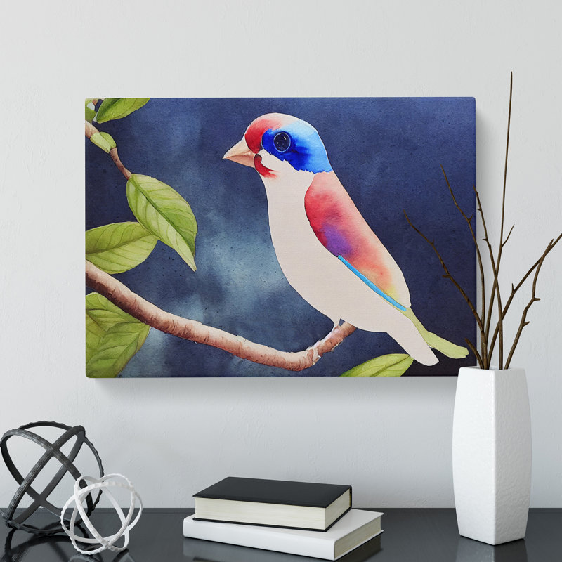 Grand Watercolour Bird - Wrapped Canvas, 40cm H x 60cm W x 3cm D