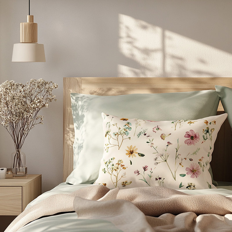 Coussin floral aquarelle doux style jardin