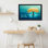 «Ocean Tree Golden Leaves And Water Reflection», reproduction d'art sur toile tendue sur toile, ensemble de 1