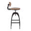 Tabouret de bar industriel à dossier moyen en métal et bambou à grain de bois pressé espresso-97697175-97697176