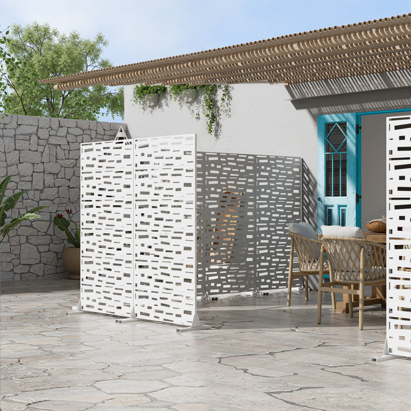 Panneau de clôture en métal pour l'extérieur, H 72 po x l 35 po x P 16 po, Blanc