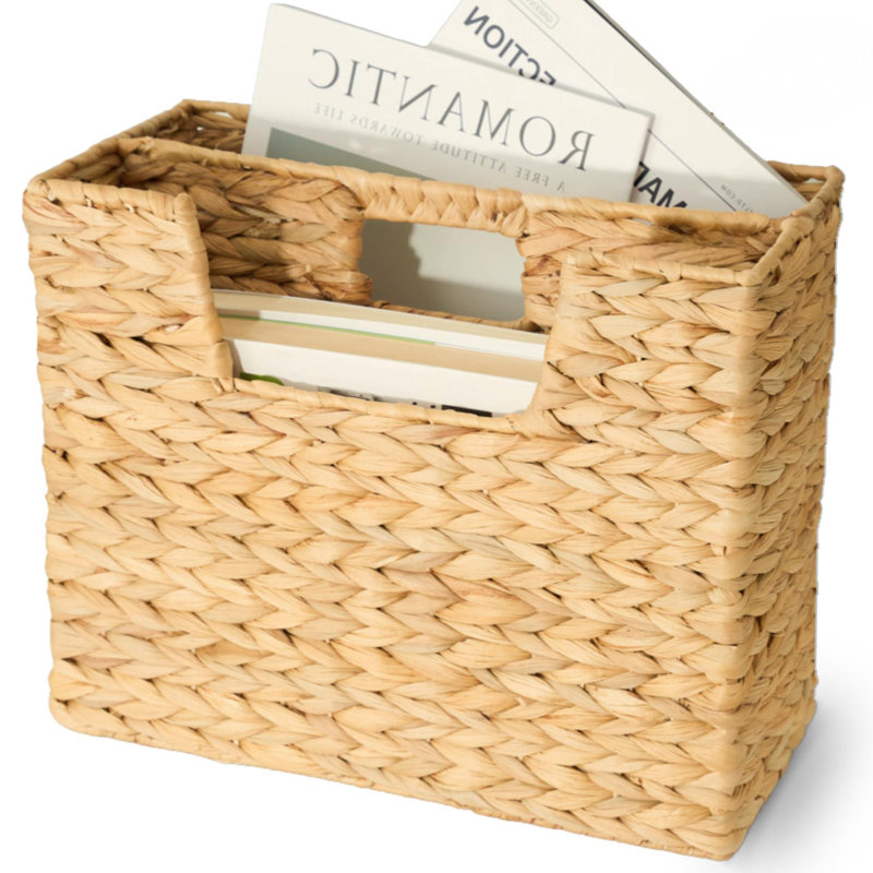 Hand-Woven Water Hyacinth Storage Box And File, Book, Newspaper, File Organizer, Decorative Storage Box With Handle