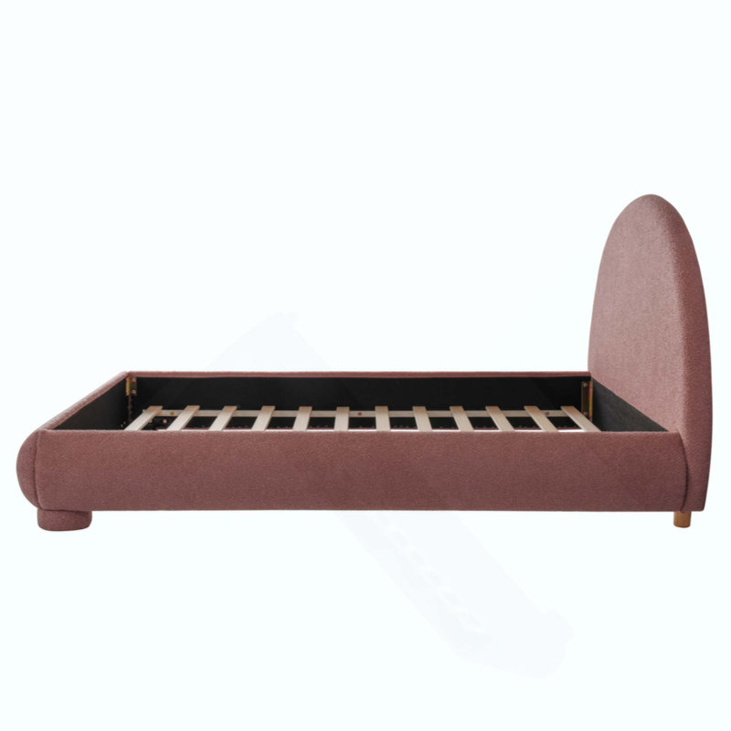 Lit plateforme en tissu bouclé Boucle, Double, Rouge