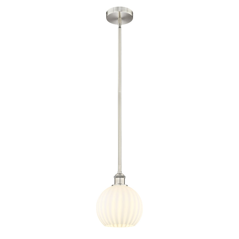 Luminaire suspendu 12 po Edison White Venetian, H 9,5 po x l 8 po x P 8 po, Nickel satiné brossé