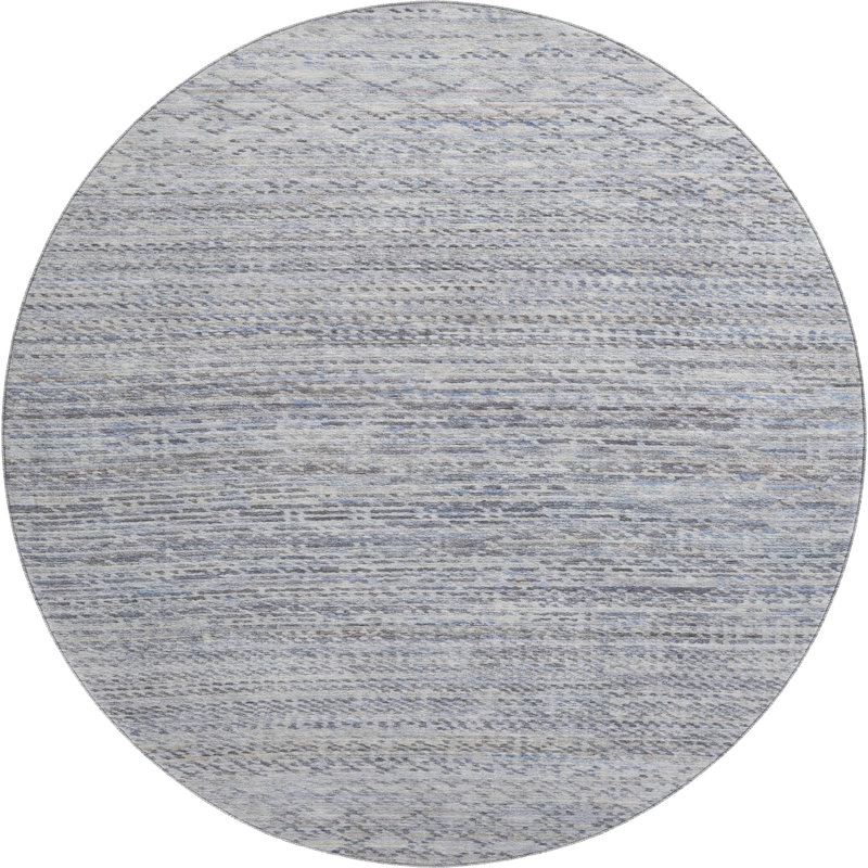 Premium Machine Washable Mayfield AMF2150 Striped Rug, Sky, Round 8'