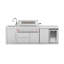 Îlot de cuisine extérieur modulaire 3 pièces VESTIVium - Barbecue au gaz à 6 brûleurs avec rôtissoire infrarouge arrière, module d'évier, réfrigérateur et ensemble de rangement, comptoir en quartz blanc, acier inoxydable (NG)-126295142-128704770