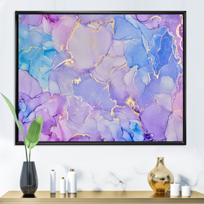 «Pink and Blue Ink Clouds IV», reproduction d'art sur toile moderne