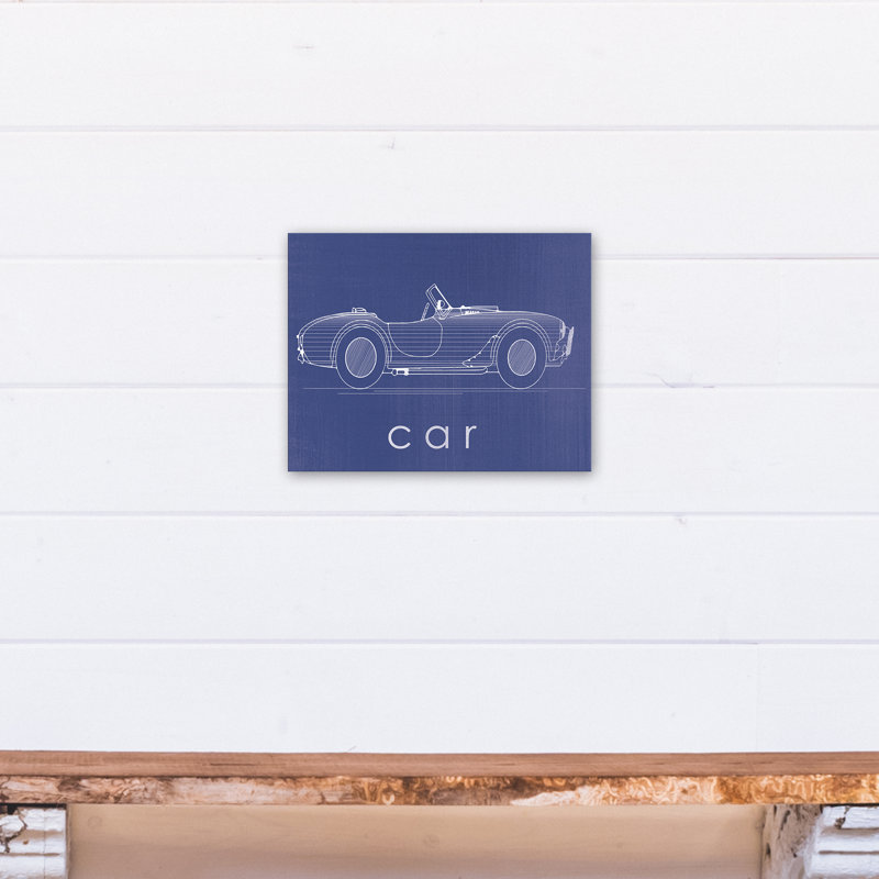 Art sur toile croquis de voiture Flara, H 11 po x l 14 po x P 1,25 po, Bleu