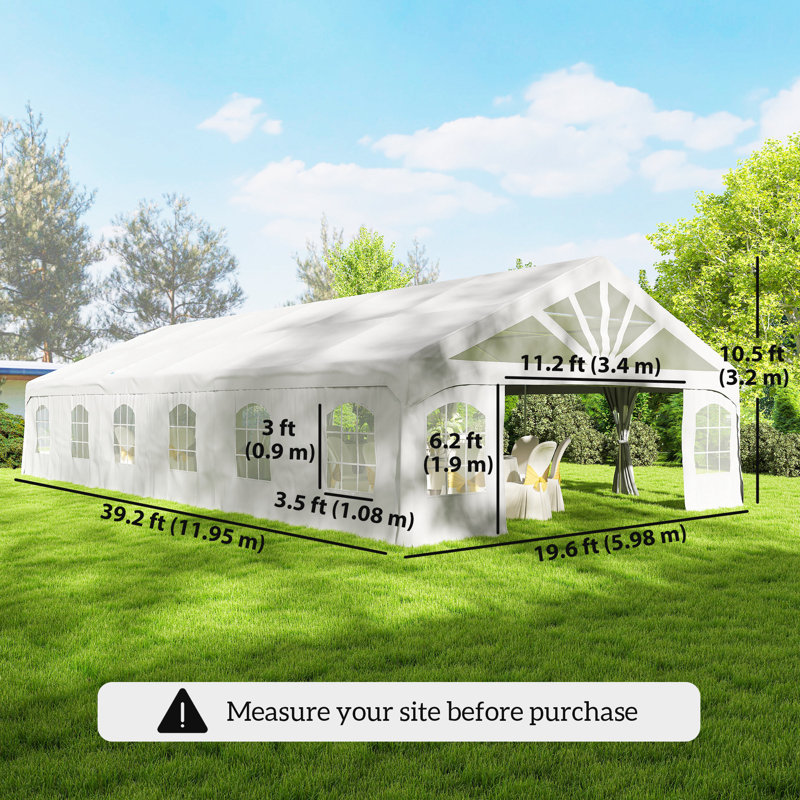 Tente de réception robuste 20 'x 40' avec 2 portes et 20 fenêtres