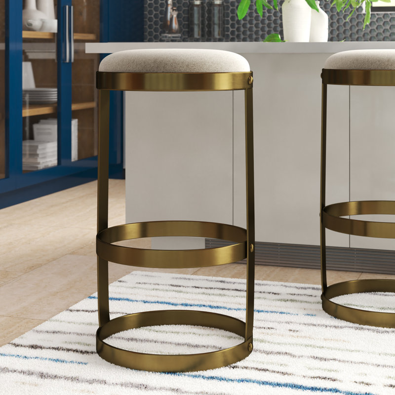 Dior Metal Bar & Counter Stool, Bar Stool (31" Seat Height), Antique Brass