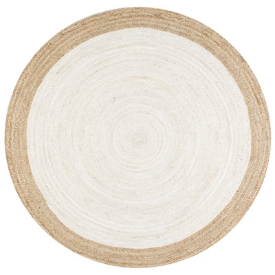 Palermo Casual Bordered Power Loom Jute Off White Rug