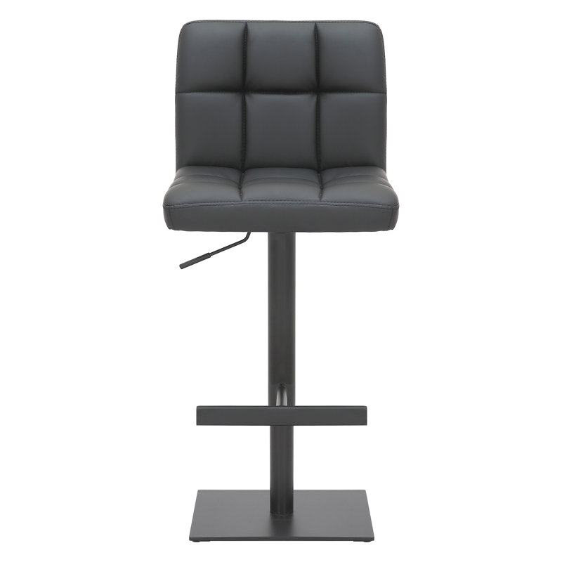Hetem Swivel Upholstered Adjustable Height Counter Stool with Metal Frame, Black