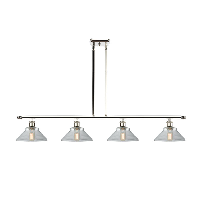 Luminaire suspendu linéaire à 4 lumières pour îlot de cuisine Newton St Loe, Transparent, Ampoule non incluse, Nickel poli
