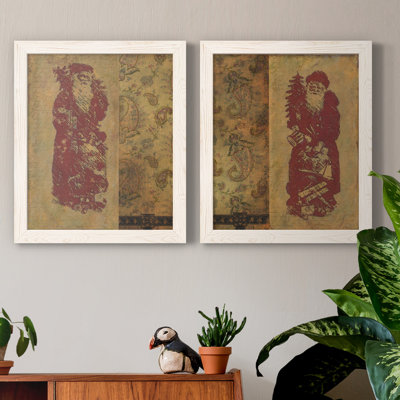Vinatage Santa I - ensemble de 2 peintures