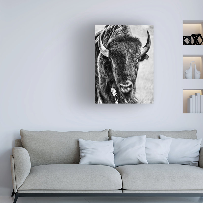 Phburchett, «Buffalo Portrait», art sur toile, H 19 po x l 14 po