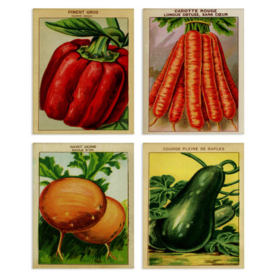 Rustic Garden Vegetables 4pc Canvas Set, design by Lil' Rue